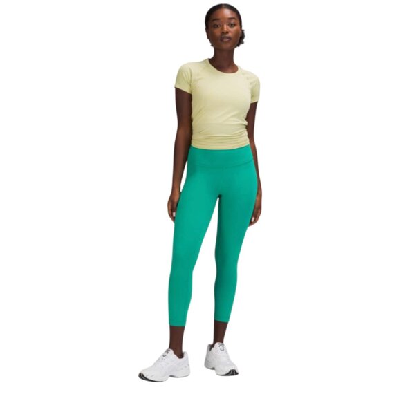 Lululemon Wunder Train High Rise Leggings Womens 4 Kelly Green 23" Inseam Crop - Picture 1 of 12